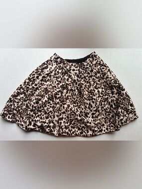 Zara basic Leopard animal Print circle midi pleated skirt pockets statement